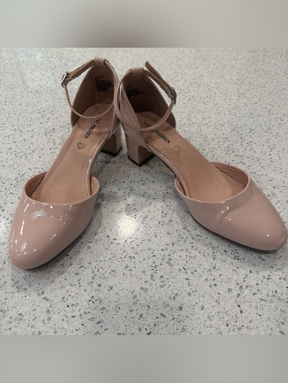 Steve Madden Blush Patent Ankle Strap Block Heels UK 5/US 7/EU 38